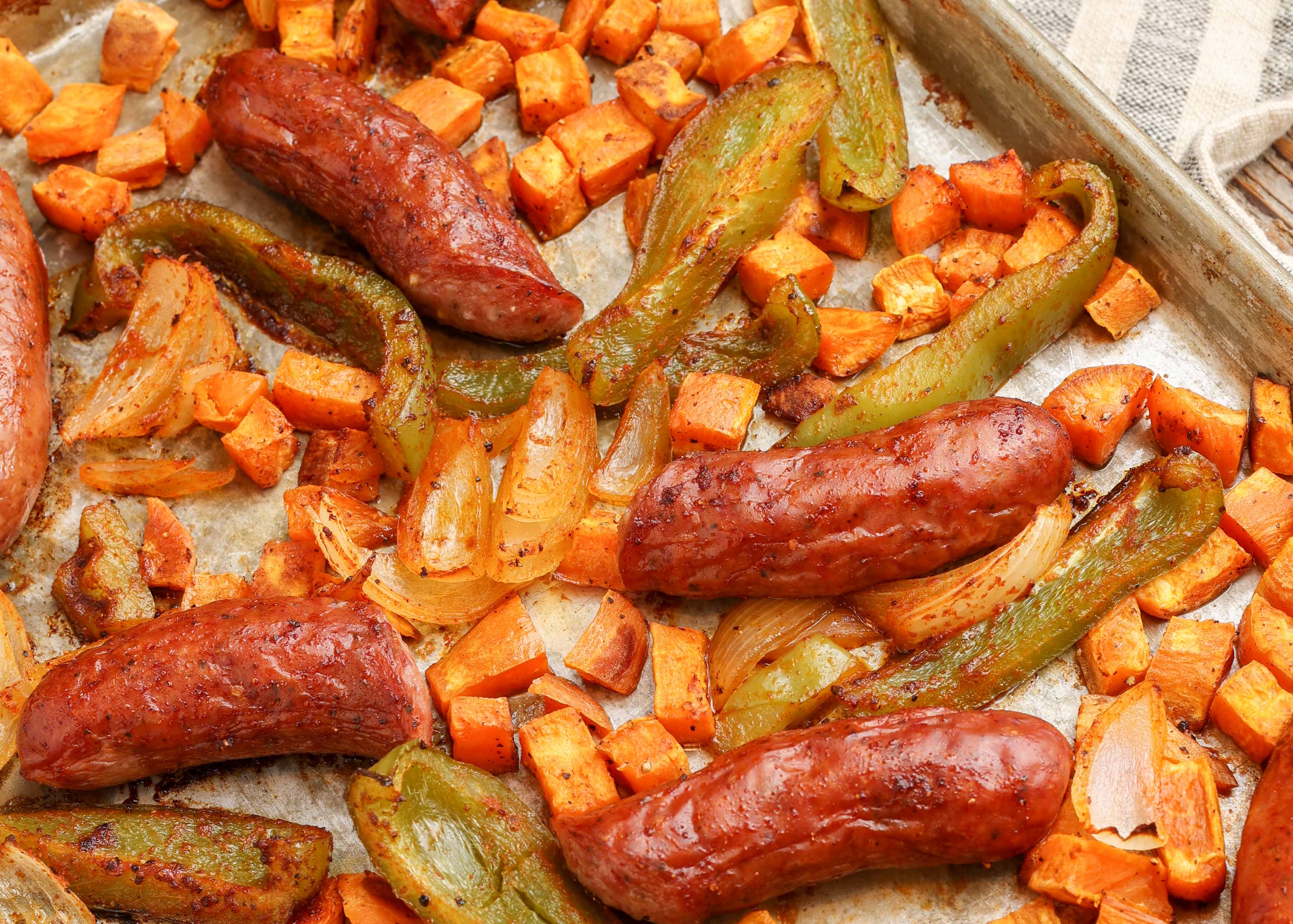 Flavorful One-Pan Sausage, Peppers & Sweet Potatoes in 40 Mins